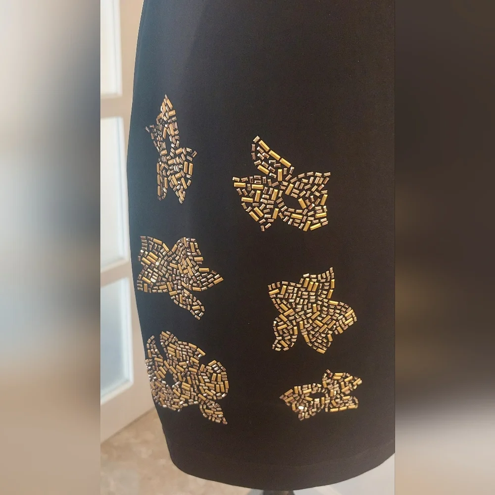 Guess Black Dress with Gold Floral Accents - Picture 4 of 10